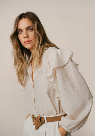 Ruffled Lyocell Blouse from Mango