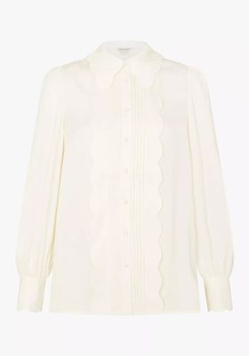 Anthea Scallop Satin Blouse from Monsoon
