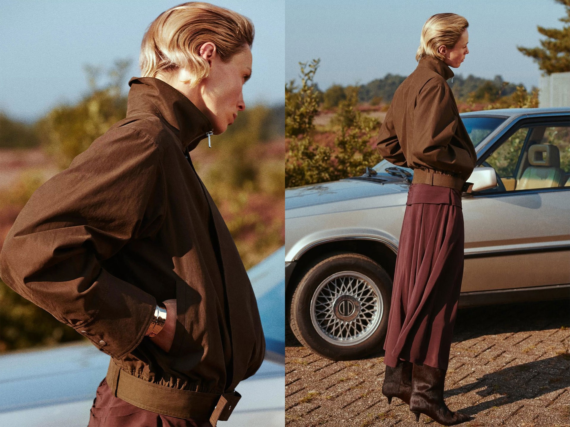 Cotton Blend Jacket With Belt Detail