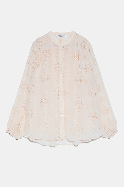 Blouse With Cutwork Embroidery from Zara