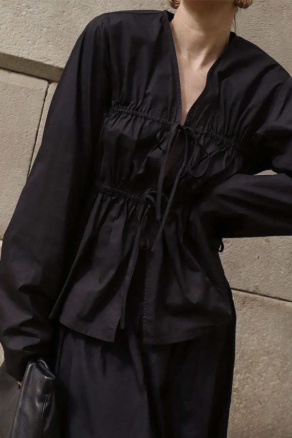Drawstring Ruched Cotton Blouse from NA-KD