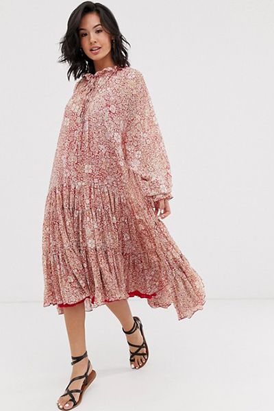 Feeling Groovy Tiered Floral Maxi Dress