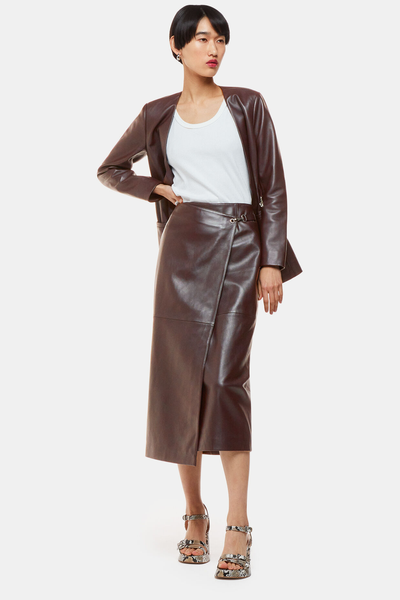 Josie Wrap Leather Skirt