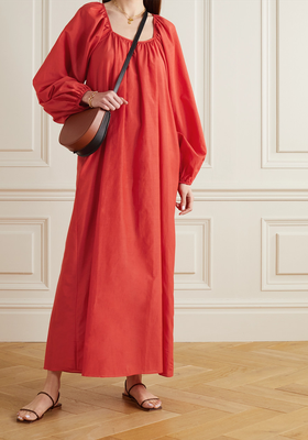 Decolette Oversized Organic Cotton & Silk-Blend Maxi Dress from Matteau