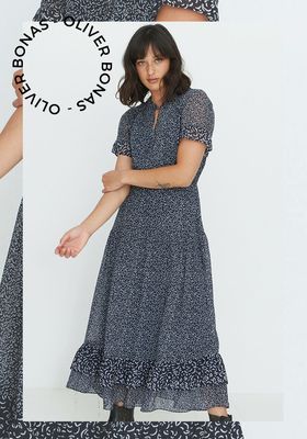 Timely Texture Blue Midi Dress from Oliver Bonas