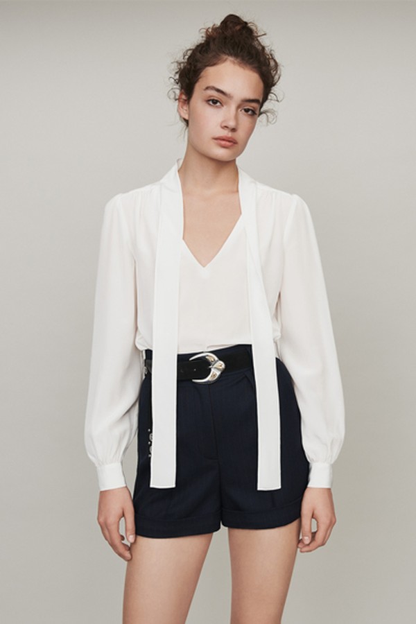 Pussycat Bow Silk Top from Maje