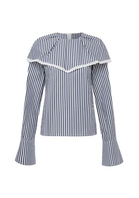 Ollie Striped Poplin Blouse from Mother of Pearl