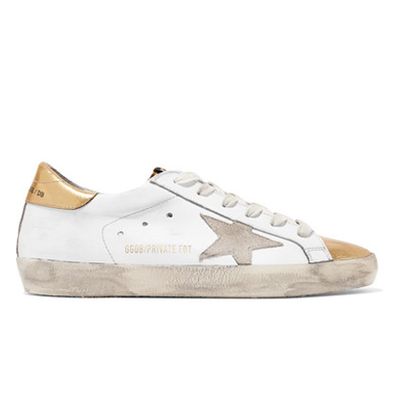 Superstar Distressed Metallic Leather Sneakers from Golden Goose Deluxe Brand