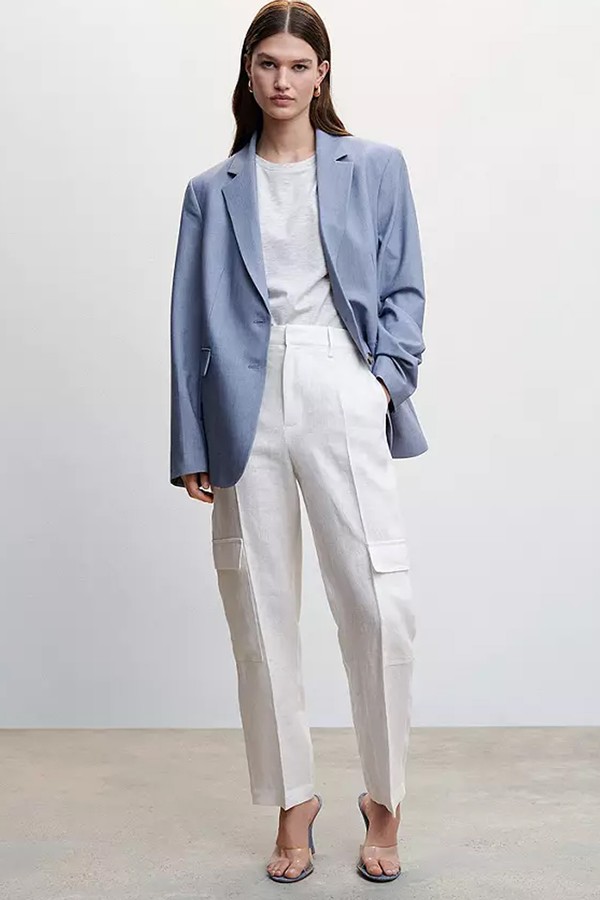 Frank Tailored Linen Blend Cargo Trousers from Mango