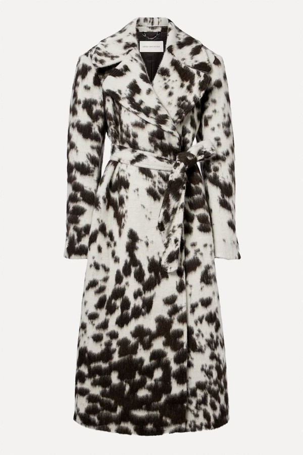 Cow-Print Wool & Alpaca-Blend Coat from Dries Van Noten