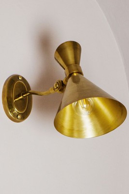 Antiqued Brass Angled Wall Light from Graham & Green