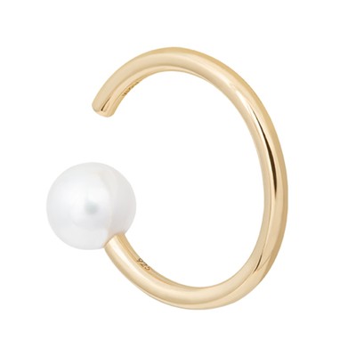 Pearl Asymmetrical Ear Cuff In Gold