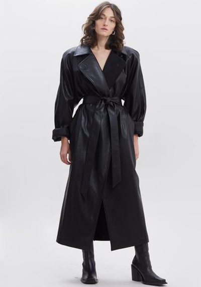  Oversized Box Shoulder Faux Leather Trench from The Frankie Shop
