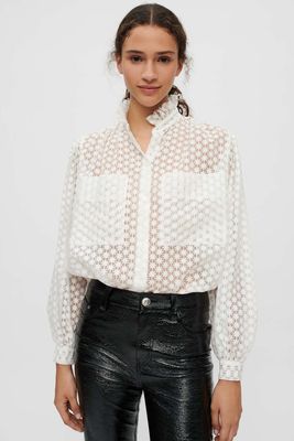 Fully Embroidered Floral Shirt from Maje