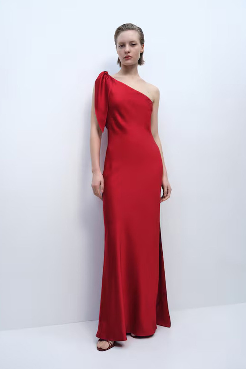 Satin Dress With Bow from Mango