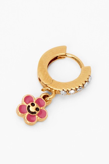 Enamel Happy Face Daisy Hoop Earring from Claire's