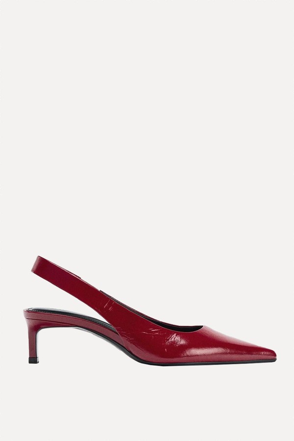 Leather Kitten-Heel Shoes from Zara