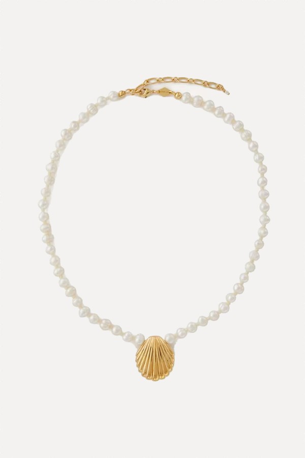 18ct Gold-Plated Ocean Treasure Pearl Necklace from Anni Lu