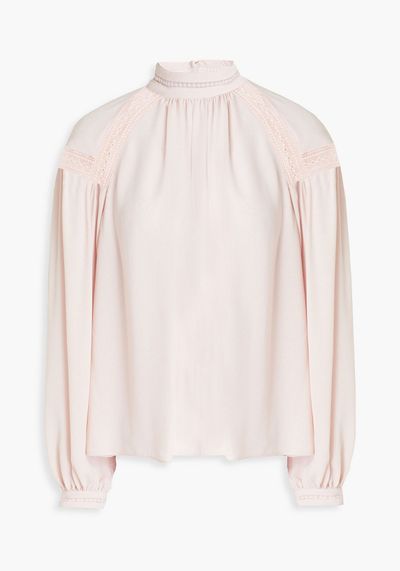 Shirred Lace Trimmed Woven Blouse from Claudie Pierlot