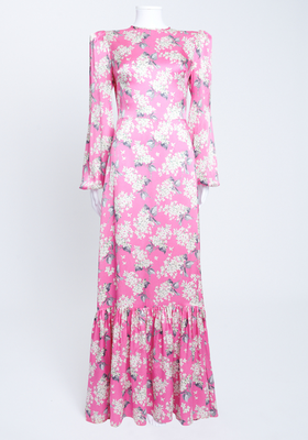 Floral Print Belle Pleated Silk-Satin Maxi Dress from The Vampire’s Wife