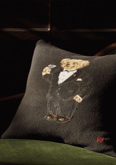 Martini Polo Bear Throw Pillow