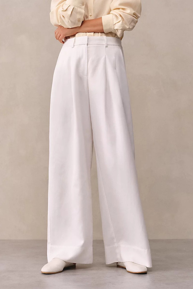 Double Pleat Fluid Wide Leg Trousers