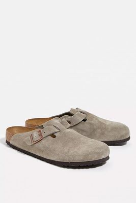 Boston Taupe Natural Suede Clogs from Birkenstock