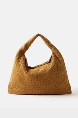 Hop Large Intrecciato-Suede Shoulder Bag  from Bottega Veneta