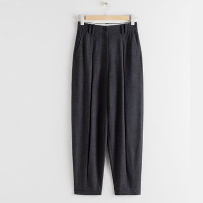 Wool Blend Box Pleated Trousers from & Other Stories