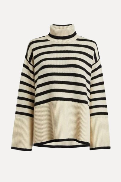 Light Sand Signature Stripe Turtleneck from Totême