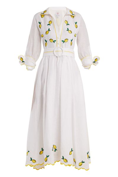 Lemon Embroidered Linen Dress from Gul Hurgel