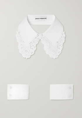 Guipure Lace-Trimmed Cotton-Poplin Collar And Cuffs Set from Paco Robanne