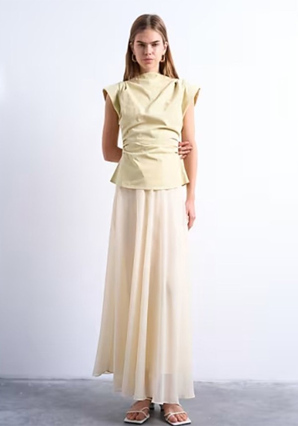 Waisted Structured Shoulder Top