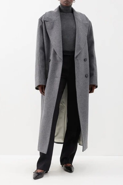 Oversized Double-Breasted Wool-Blend Coat