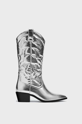 Metallic Cowboy Boots from Stradivarius