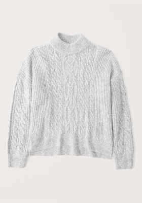 Cable Wedge Mockneck Sweater