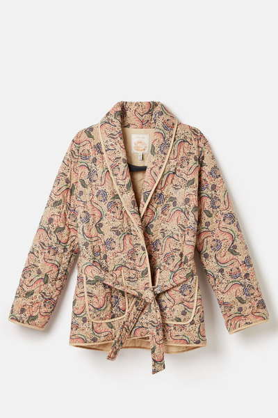 Paisley Cotton Quilted Jacket With Belt from Joules