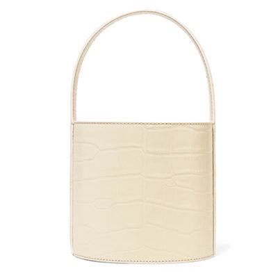 Bissett Crocodile-Effect Bucket Bag from STAUD