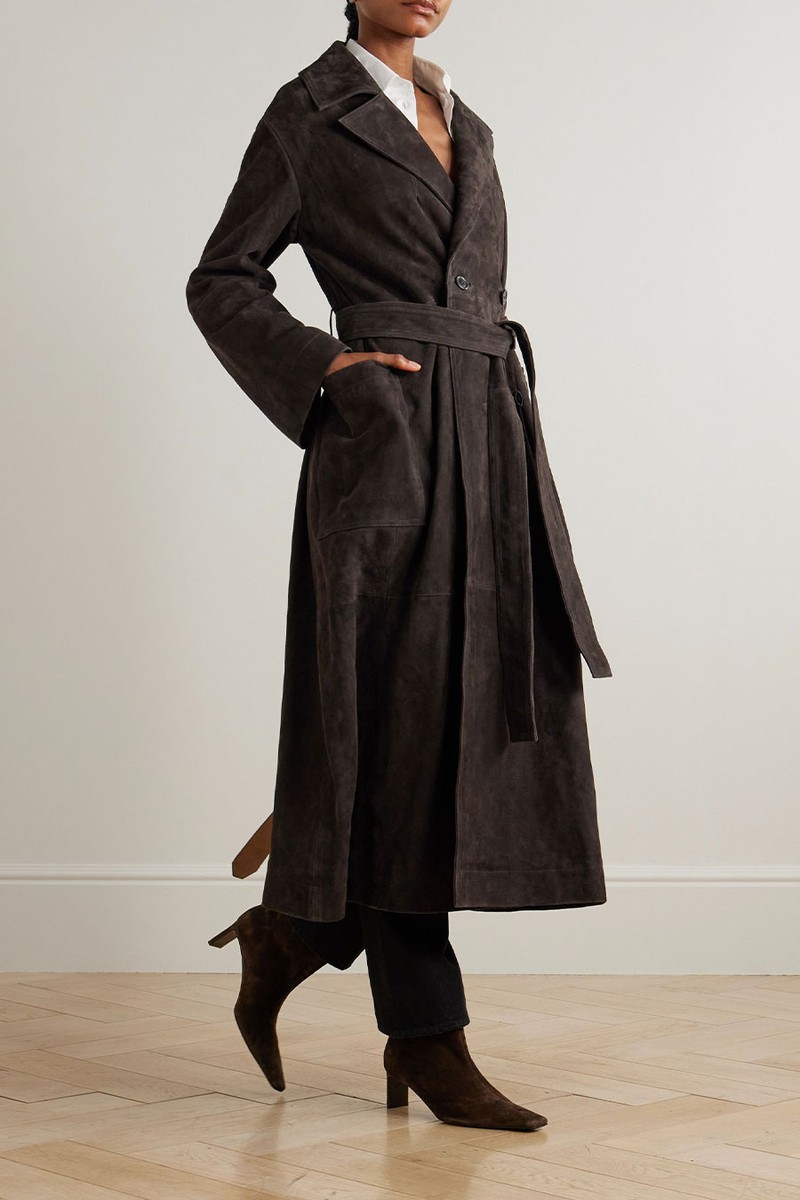 Double-Breasted Suede Trench Coat from Róhe