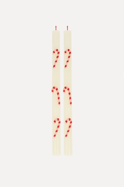 Candy Cane Christmas Taper Candles Pack Of 2 from Meri Meri