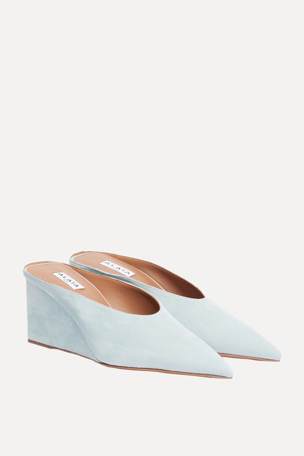 Cube 75 Suede Wedge Mules from Alaïa