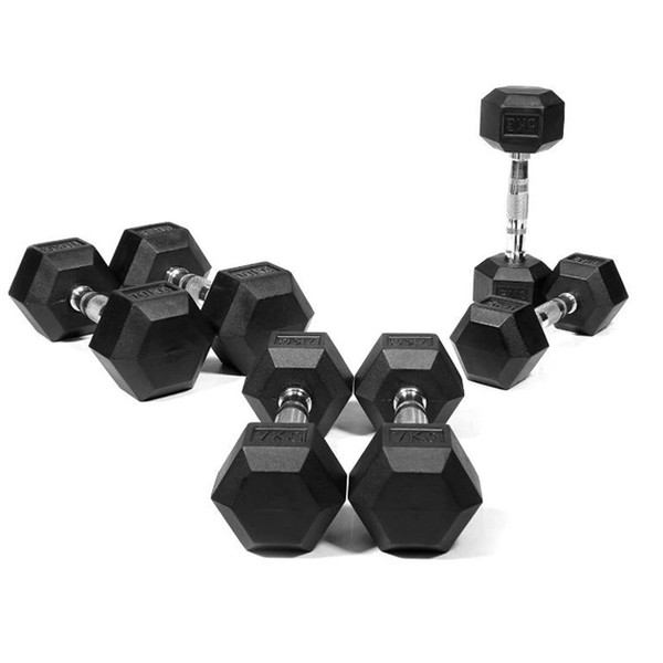Rubber Hex Dumbbells from BLK BOX Fitness