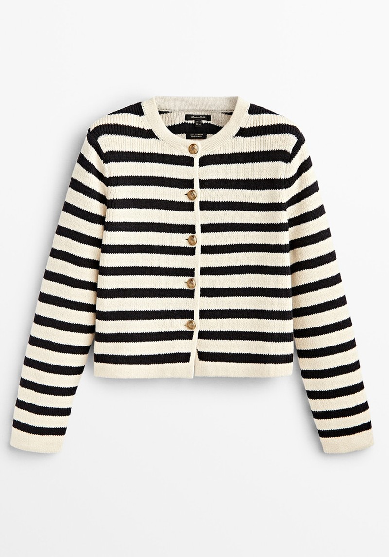 Striped Knit Cardigan With Buttons from Massimo Dutti