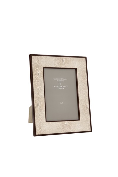 Ecru Faux Shagreen & Bronze Photo Frame