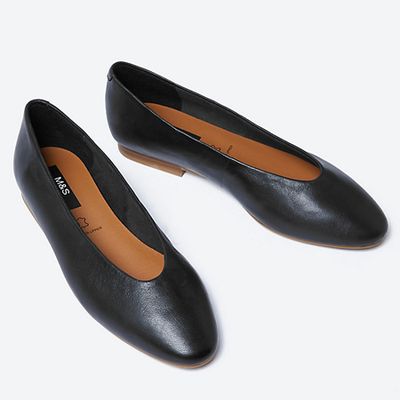Leather High Vamp Almond Toe Pumps from M&S