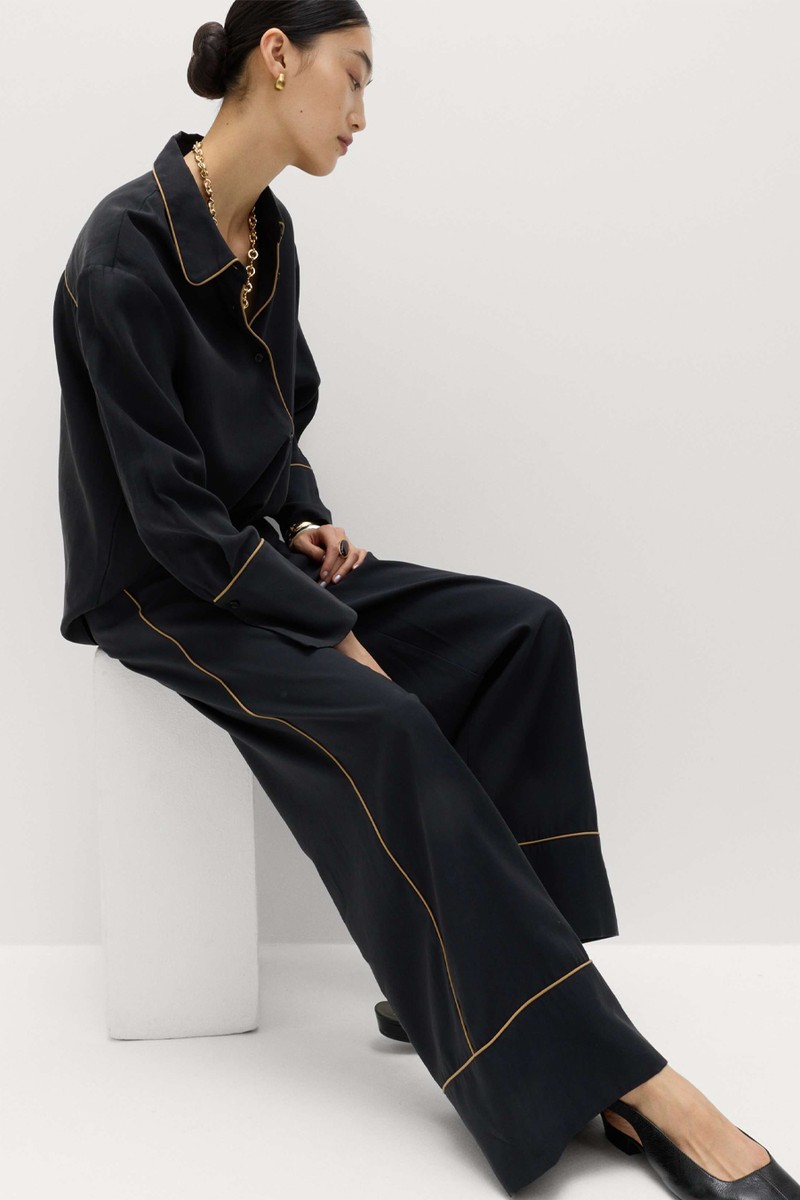 Contrast-Trim-Wide-Leg-Trousers