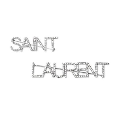 Silver-Tone Crystal Brooches from Saint Laurent