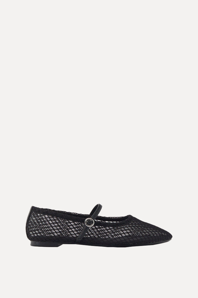 Mesh Ballerinas With Buckled Strap from Parfois