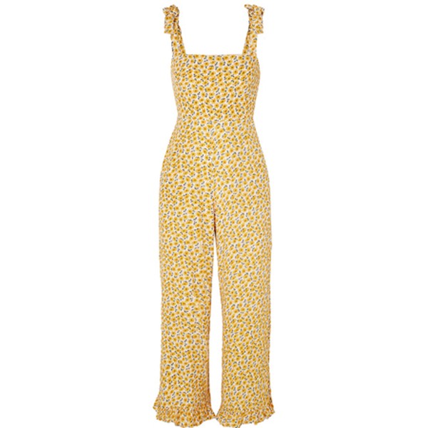 Frankie Ruffled Shirred Floral-Print Crepe Jumpsuit from Faithfull the Brand