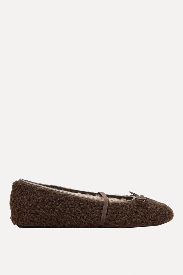 Borg Effect Ballet Flat Slippers from Zara
